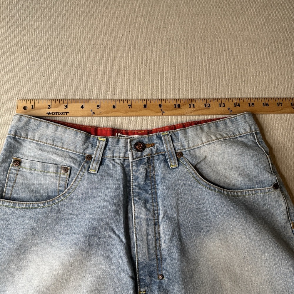 VTG Brooklyn Express Jean Shorts Men 32 Long Baggy Denim Washed Out Fade Y2K - Picture 6 of 7